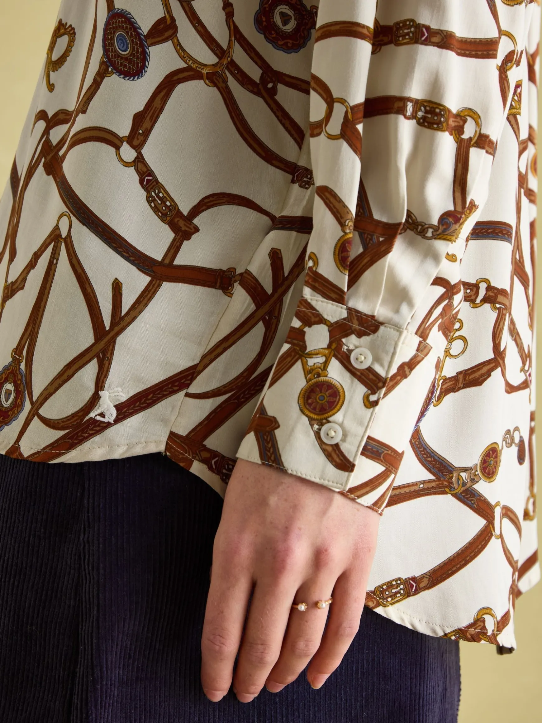 Amilla Cream Multi Satin Shirt