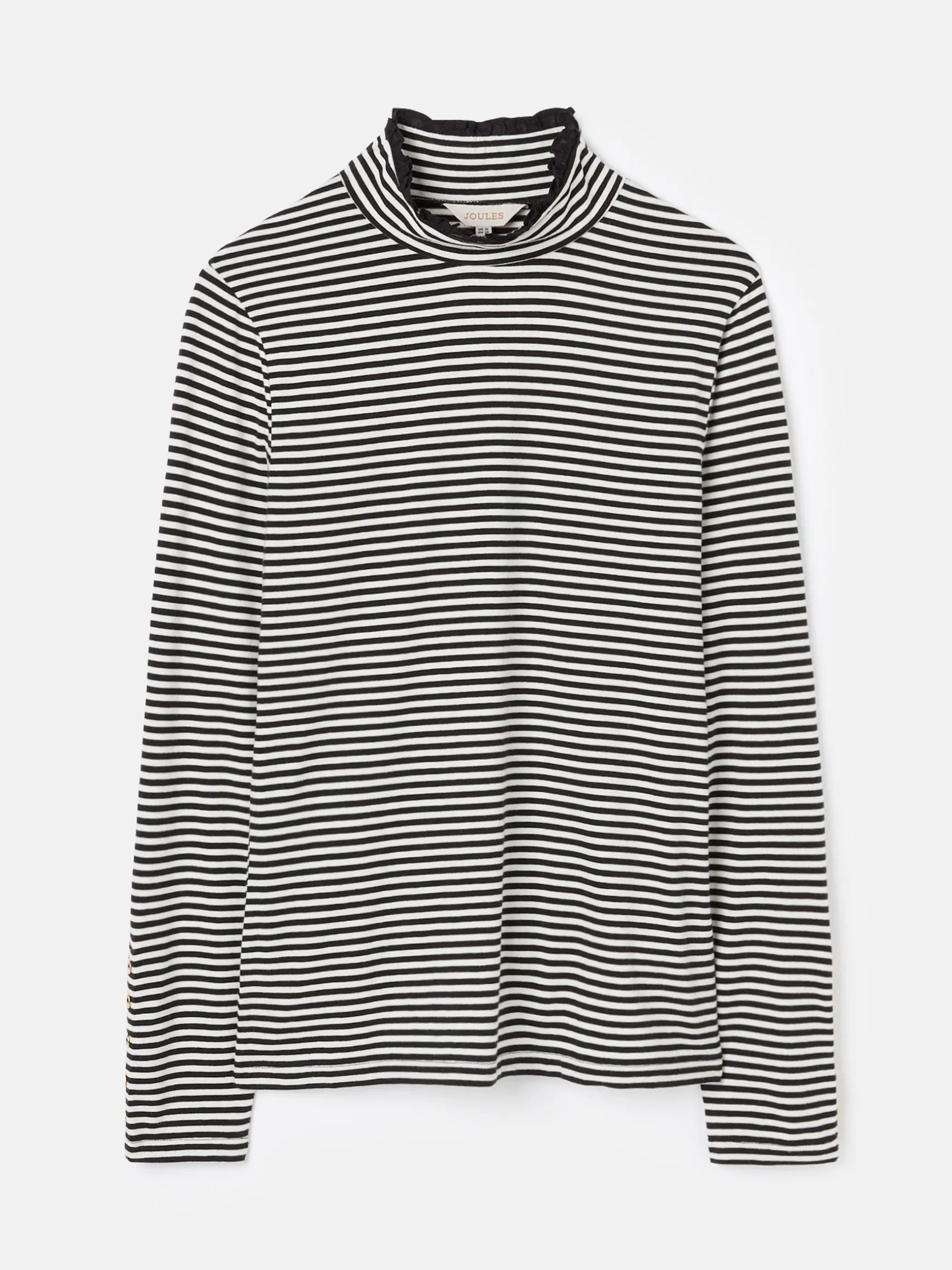Amy Black/Cream Long Sleeve High Neck Jersey Top