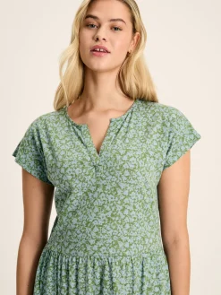 Ariana Green Jersey Tiered Dress