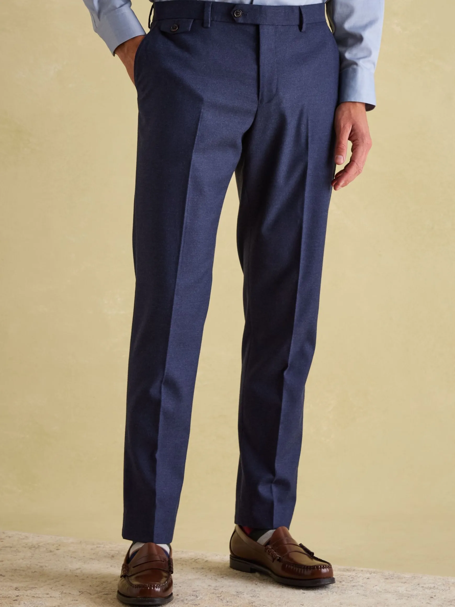 Blue Slim Fit Flannel Suit Trousers