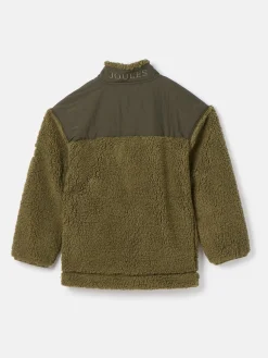 Boys' Billy Khaki Green Half Zip Borg Fleece