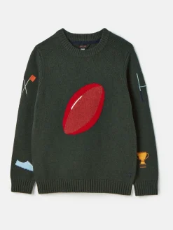 Boys' Burton Green Intarsia Knitted Jumper