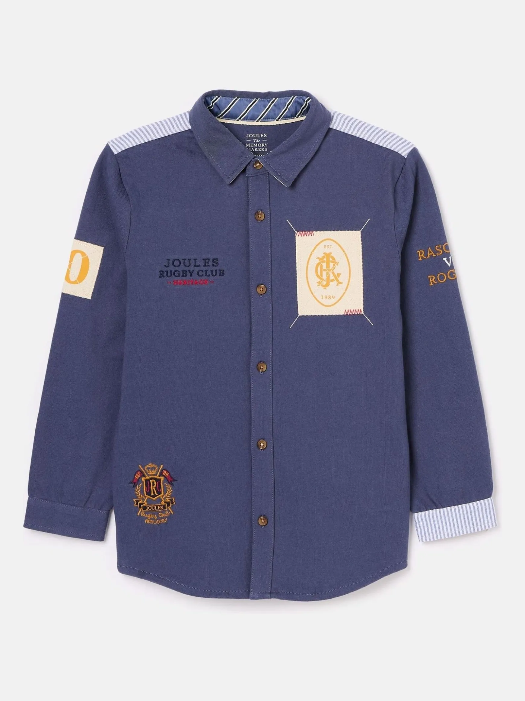Boys' Emmett Blue Embroidered and Embellished Shirt