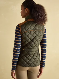 Braemar Luxe Khaki Green Showerproof Diamond Quilted Gilet