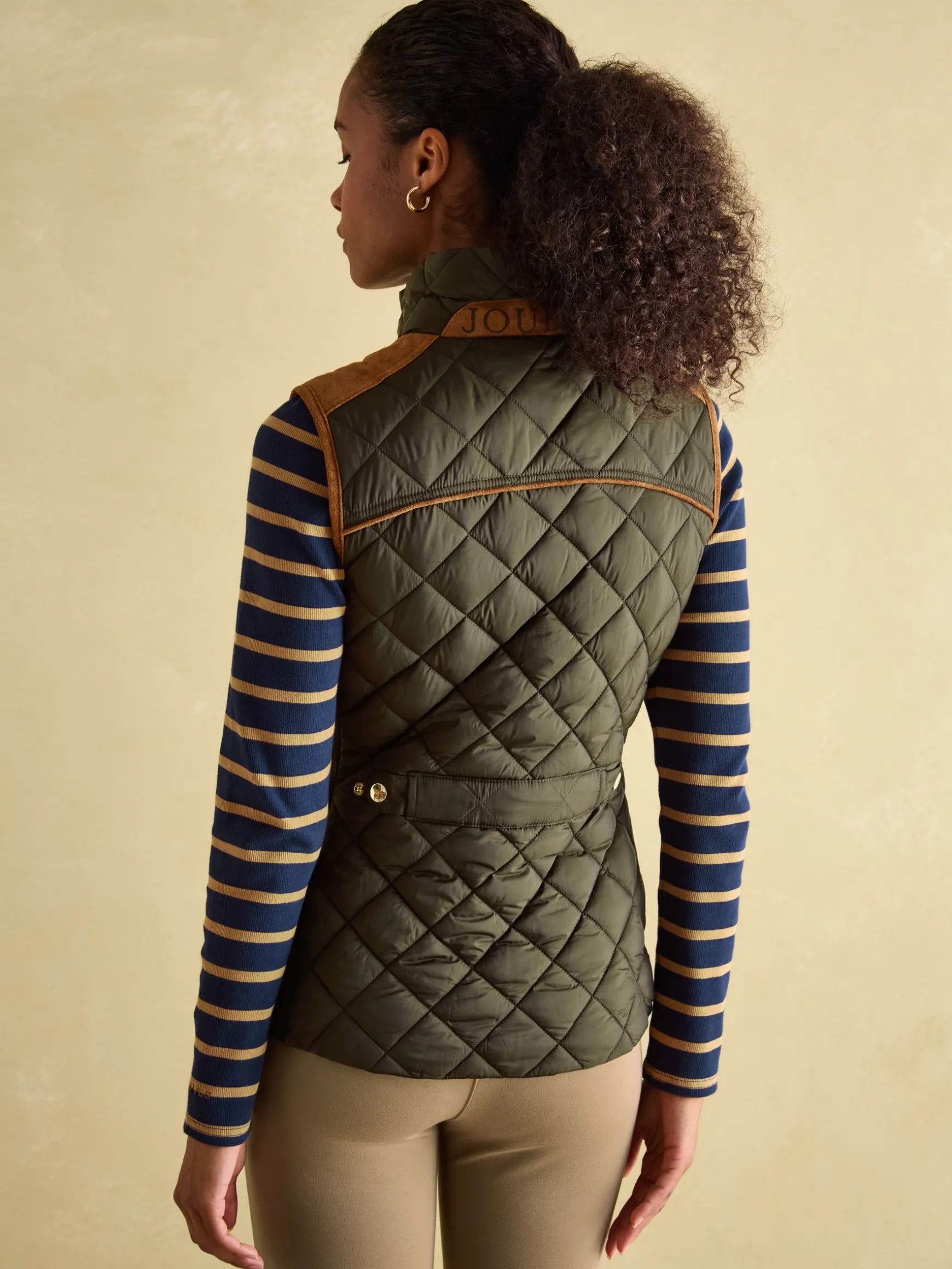 Braemar Luxe Khaki Green Showerproof Diamond Quilted Gilet