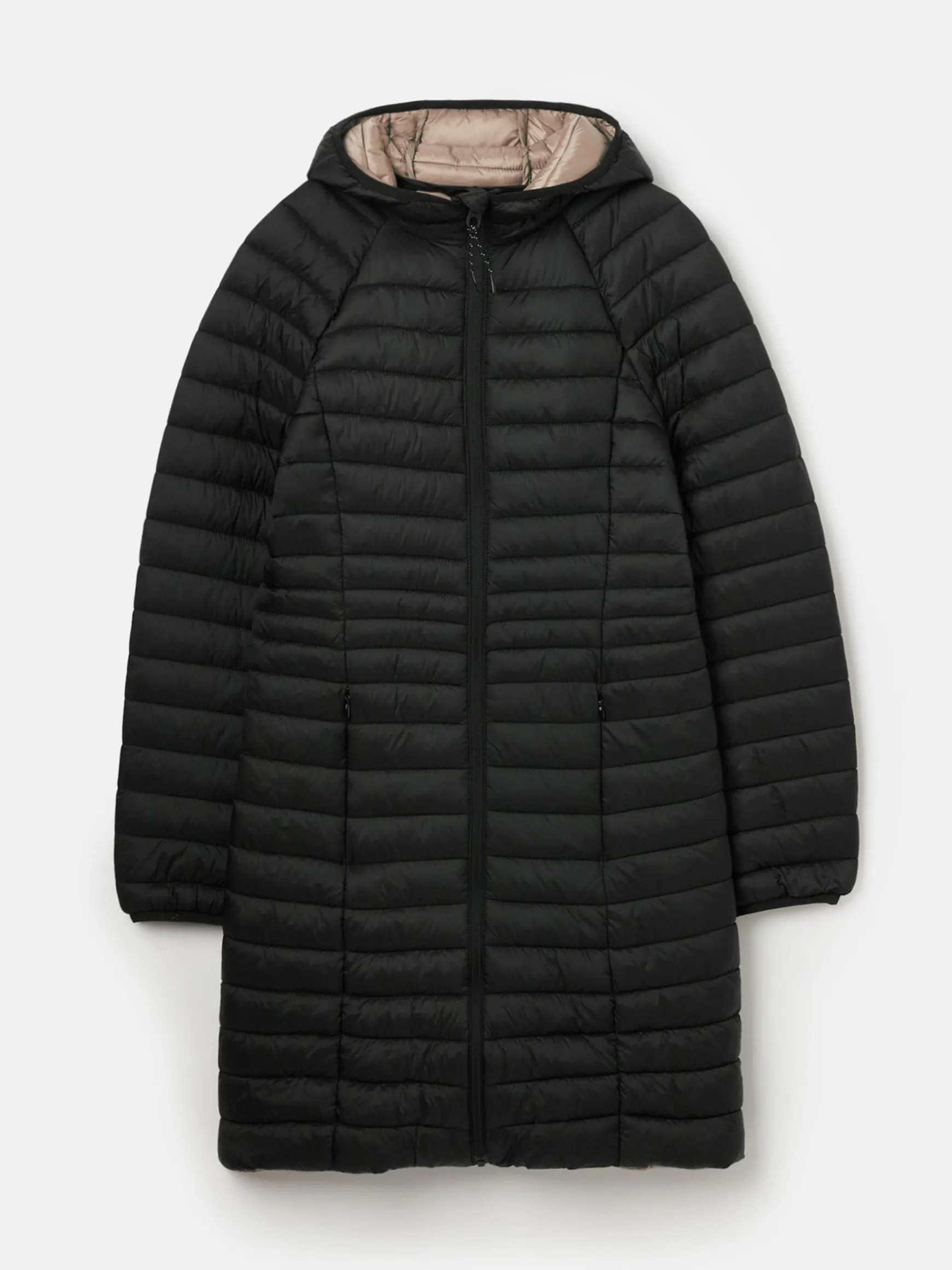 Bramley Black Showerproof Long Packable Padded Coat