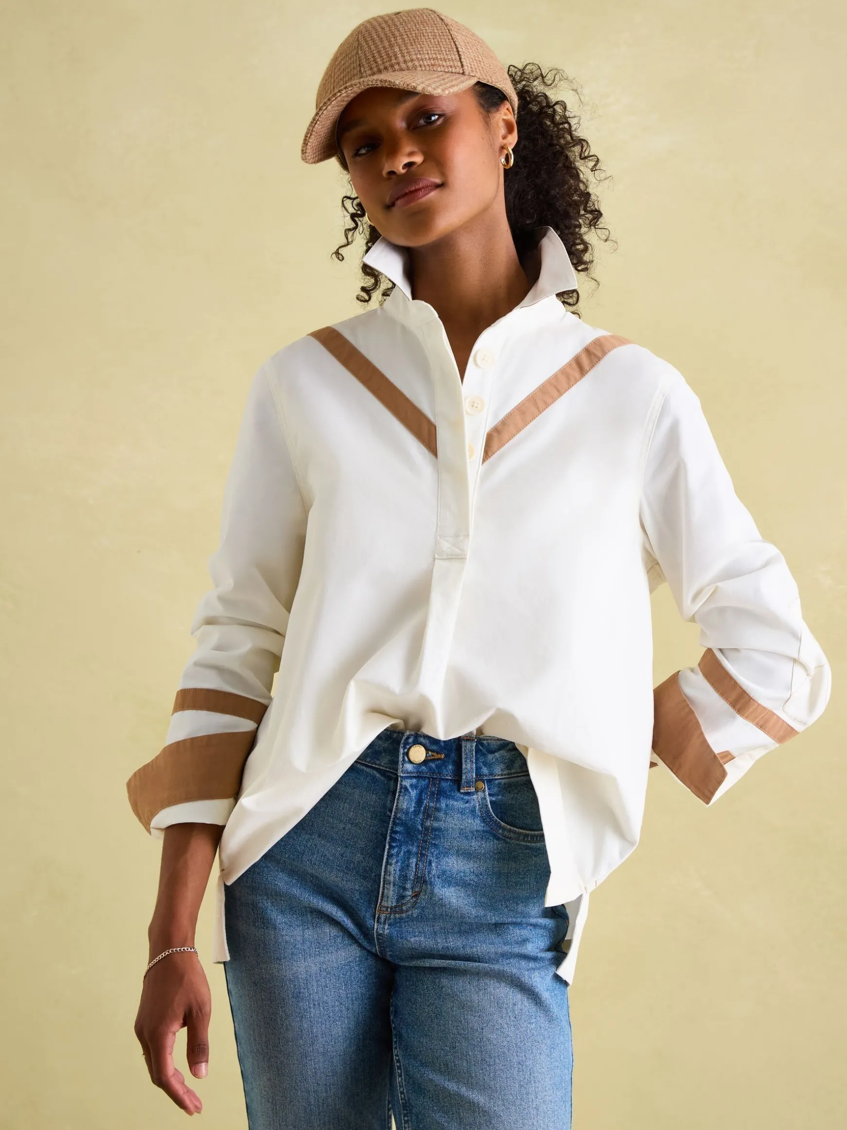 Brinley Cream Cotton Deck Shirt