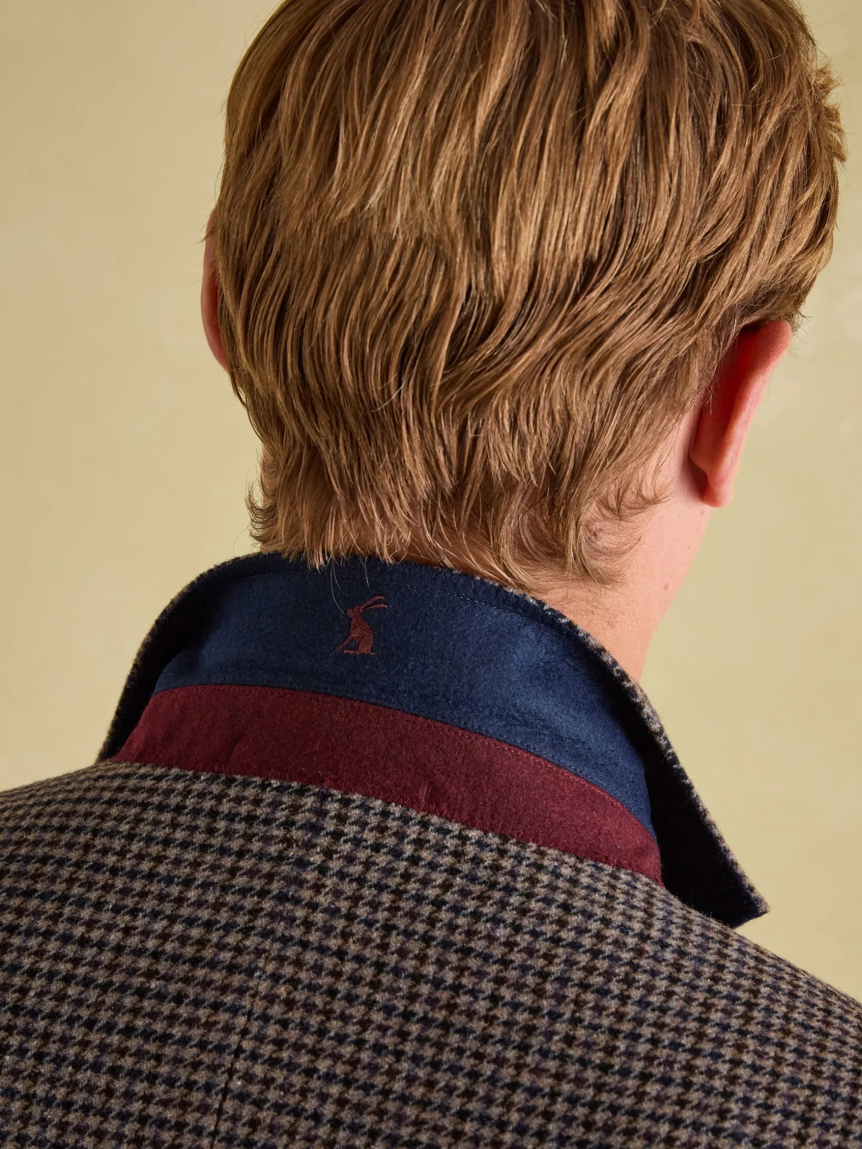 Brown Slim Fit Dogtooth Texture Suit Jacket