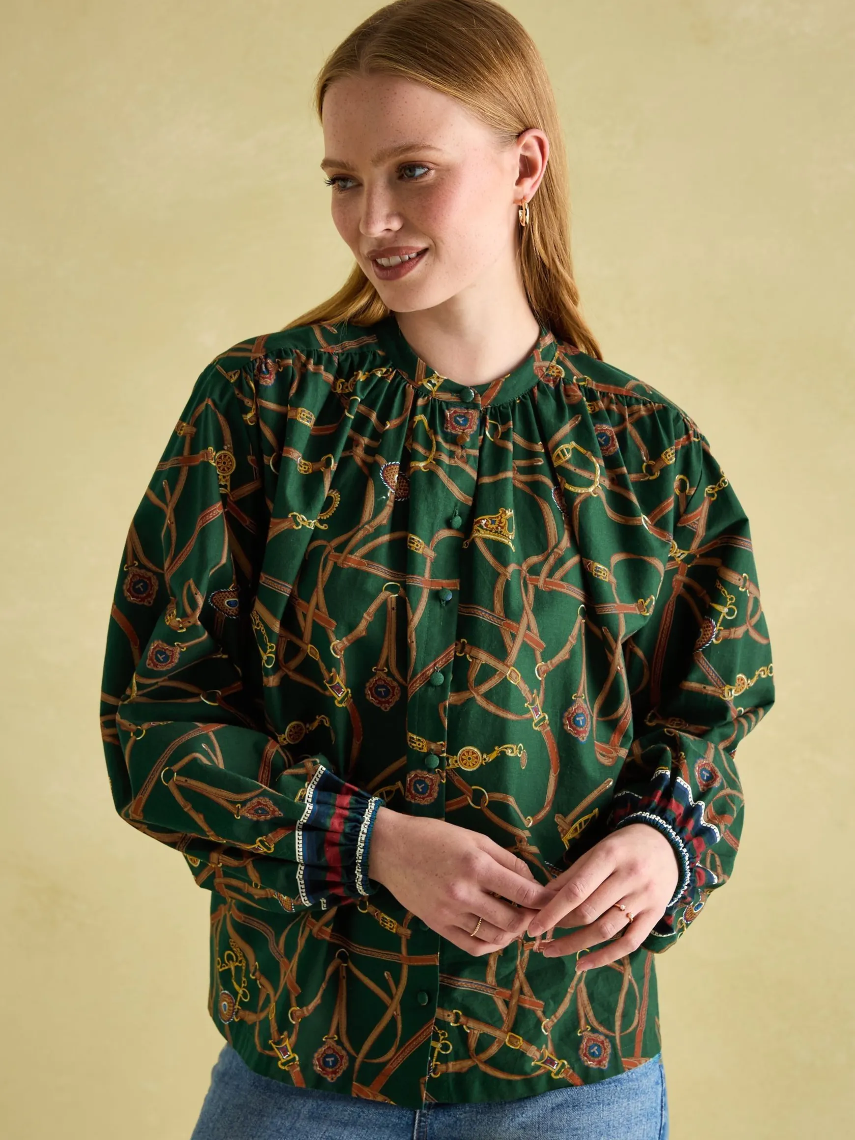 Cecilia Green Button Down Blouse