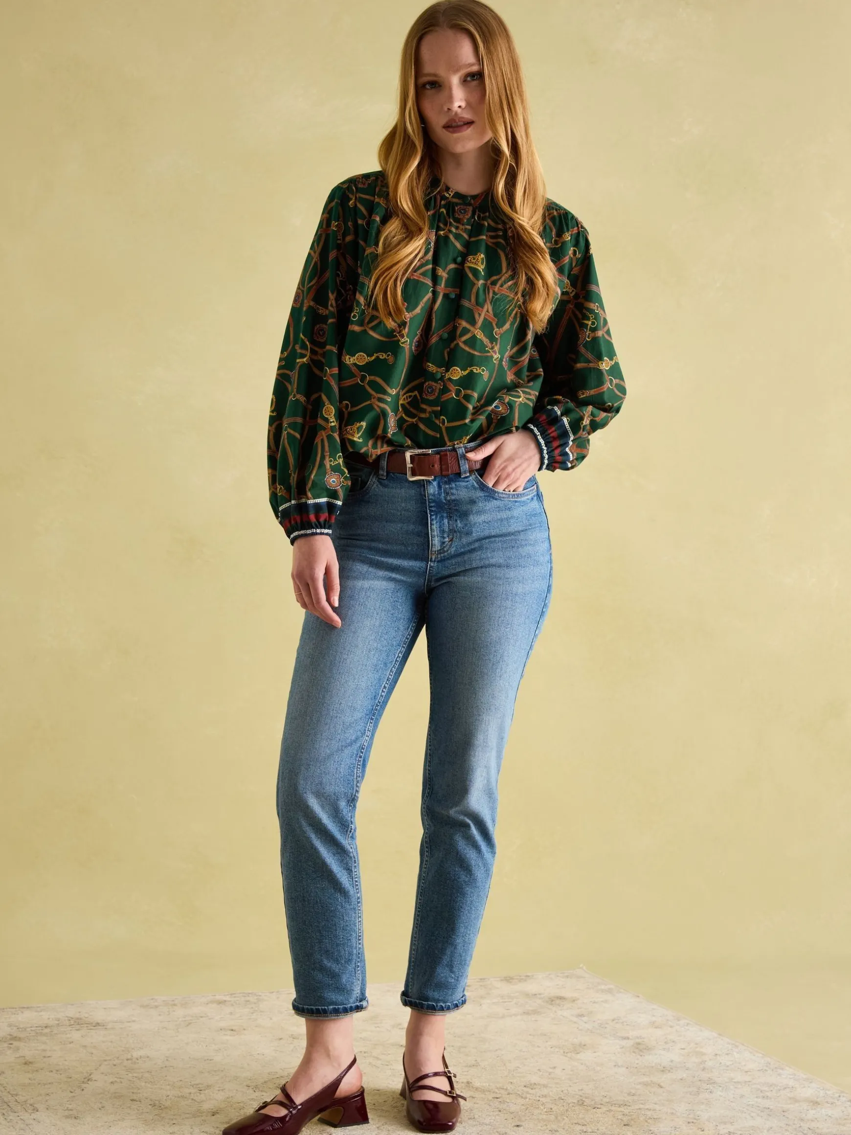 Cecilia Green Button Down Blouse