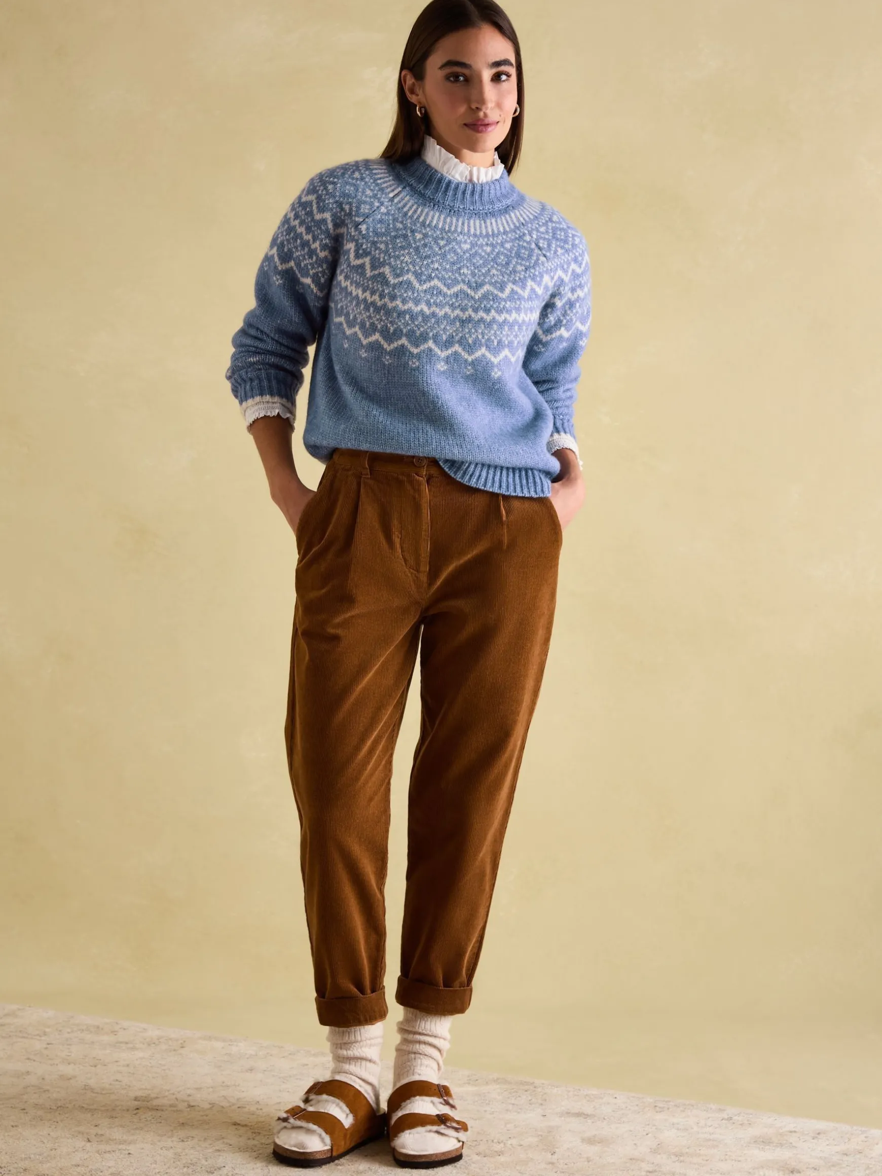 Charlotte Blue Crew Neck Fair Isle Jumper