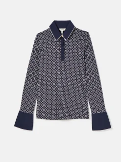 Cordelia Navy geo Long Sleeve Top