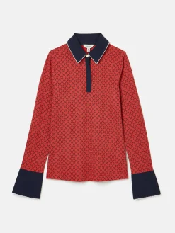 Cordelia Red Geo Long Sleeve Top