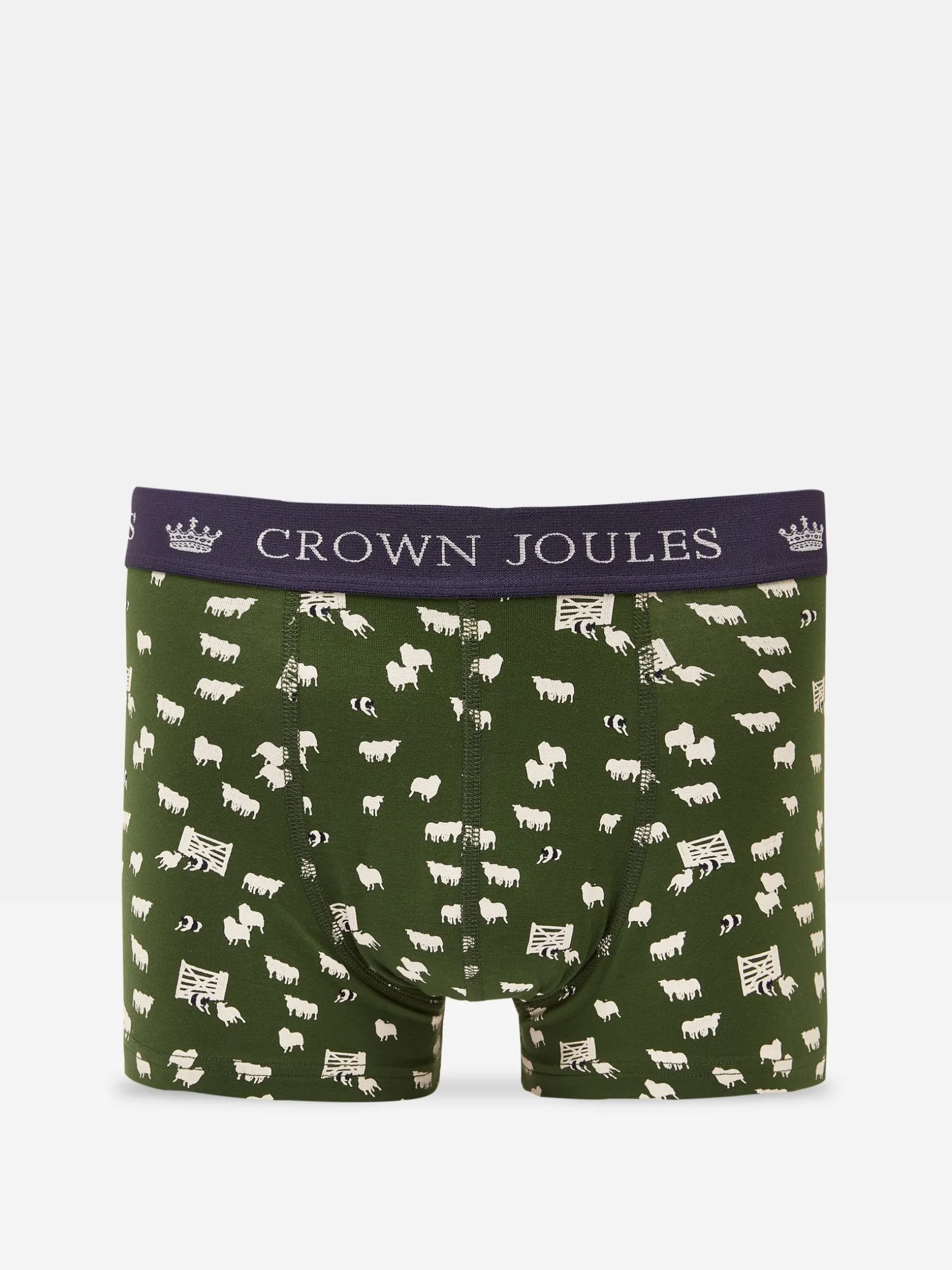 Crown Joules Green/Navy Pack of Two Cotton Boxers