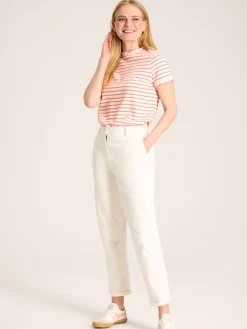 Daisy Pink/Cream Short Sleeve Frilled Neck Top