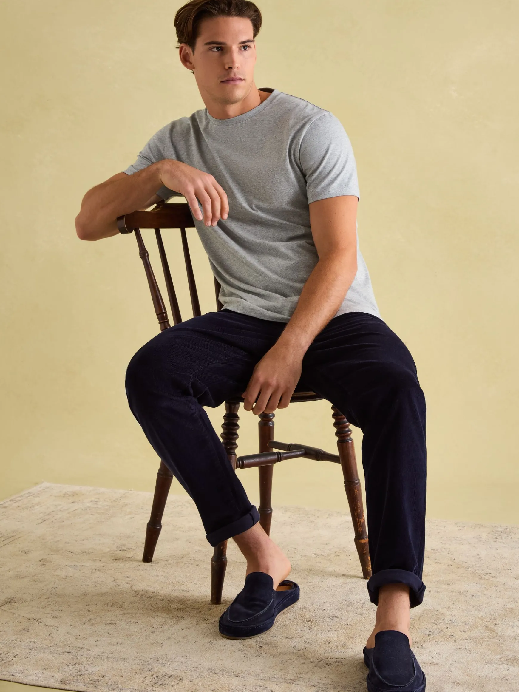 Denton Grey Lightweight Jersey 100% Cotton Crew Neck T-Shirt