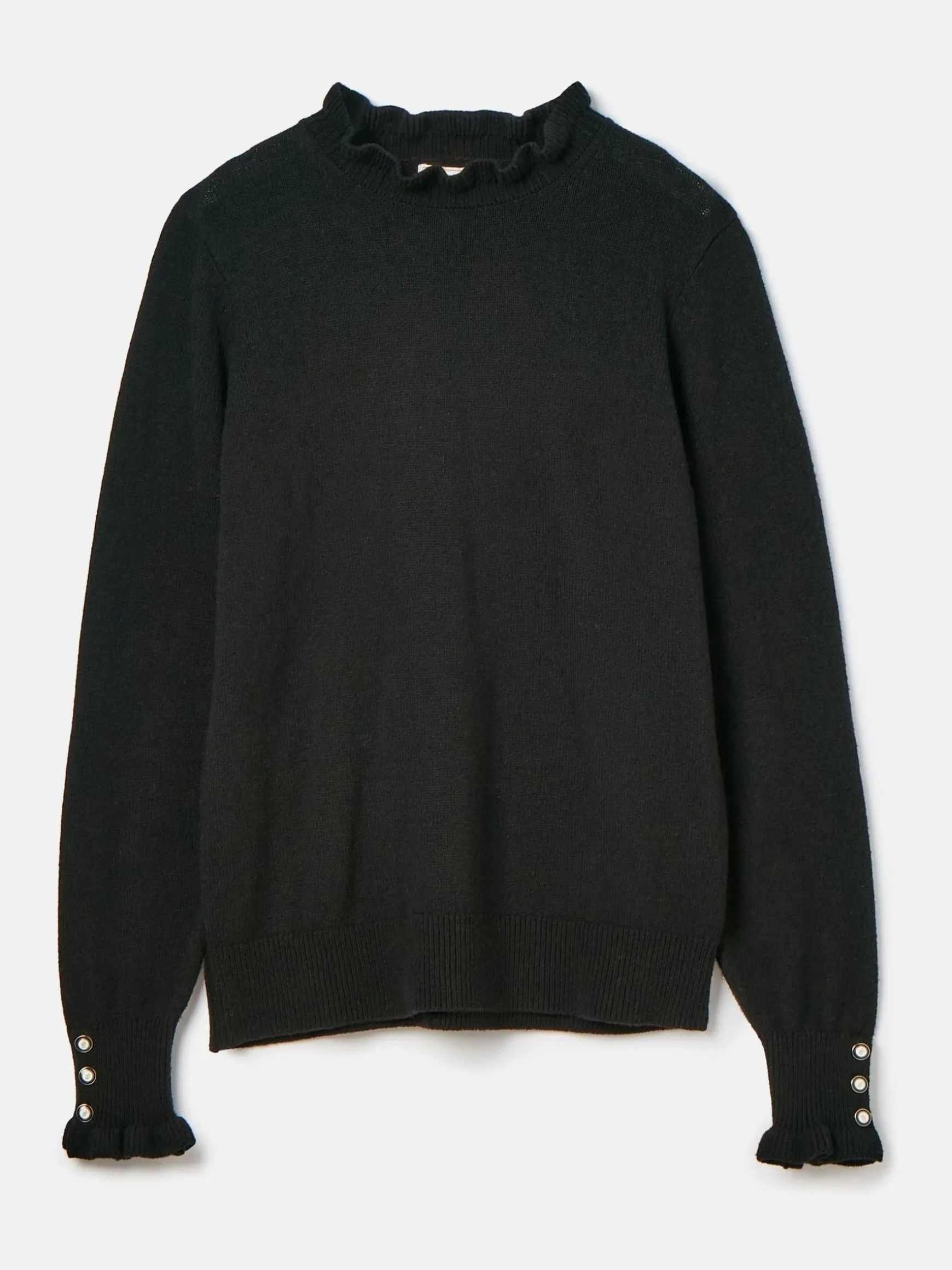 Edith Black Frill Neck Jumper