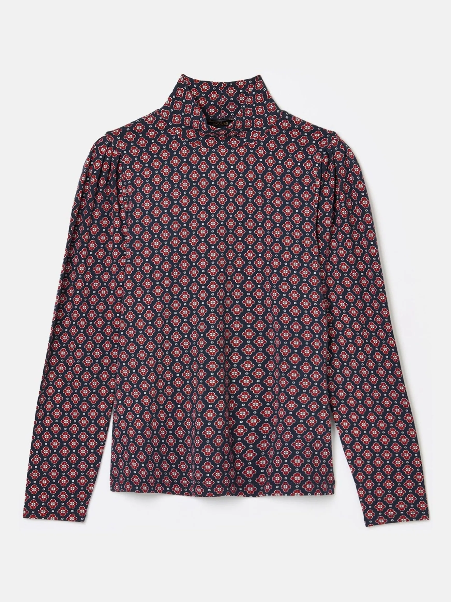Elizabeth Blue Floral High Neck Jersey Top