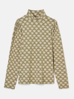 Elizabeth Green Floral High Neck Jersey Top