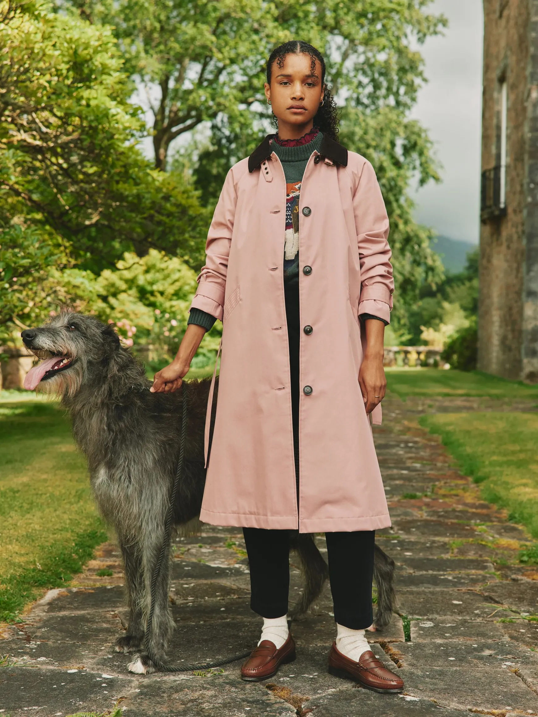 Epwell Pink Waterproof Belted Trench Coat