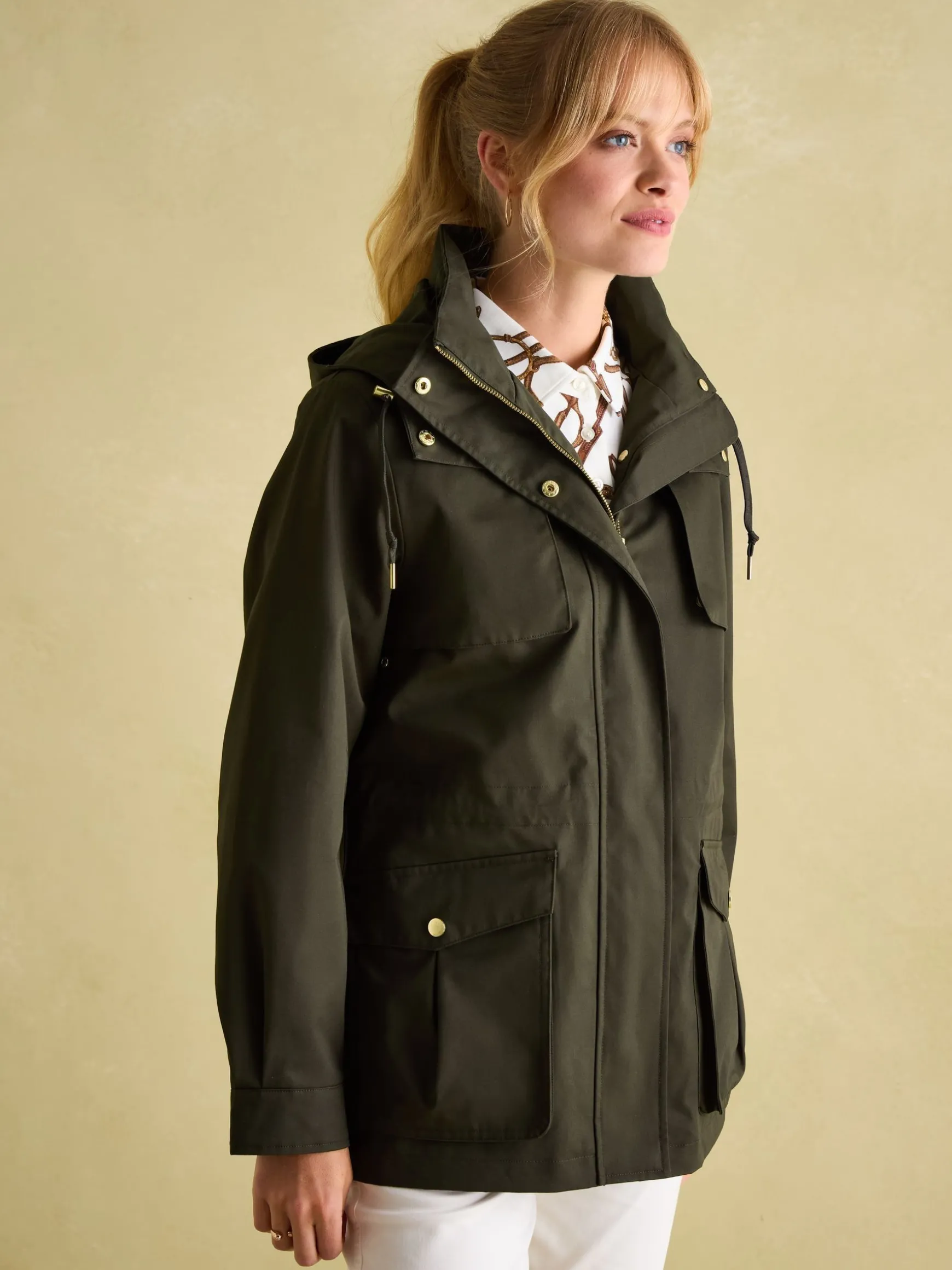 Fairford Khaki Green Waterproof Raincoat with Hood