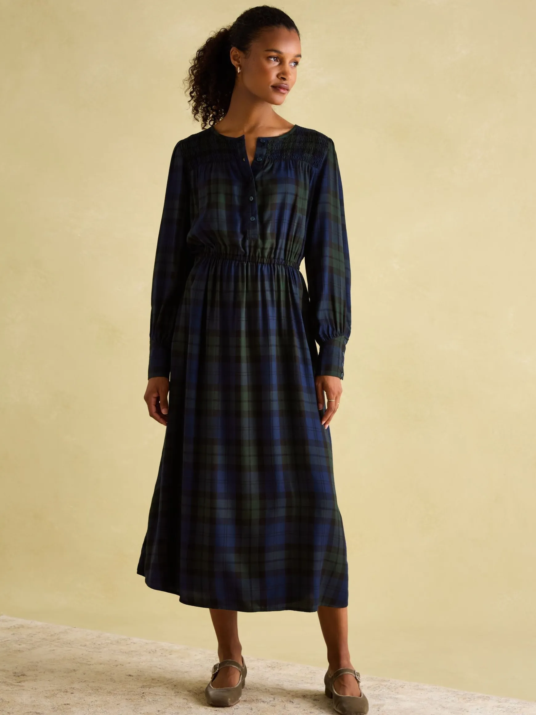 Felicity Blue Smocked Midi Dress
