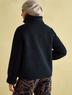 Fleur Navy Fleece Jacket