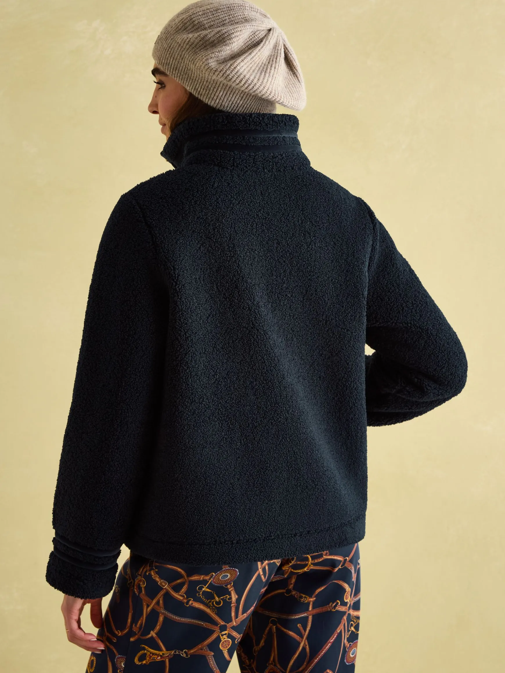 Fleur Navy Fleece Jacket