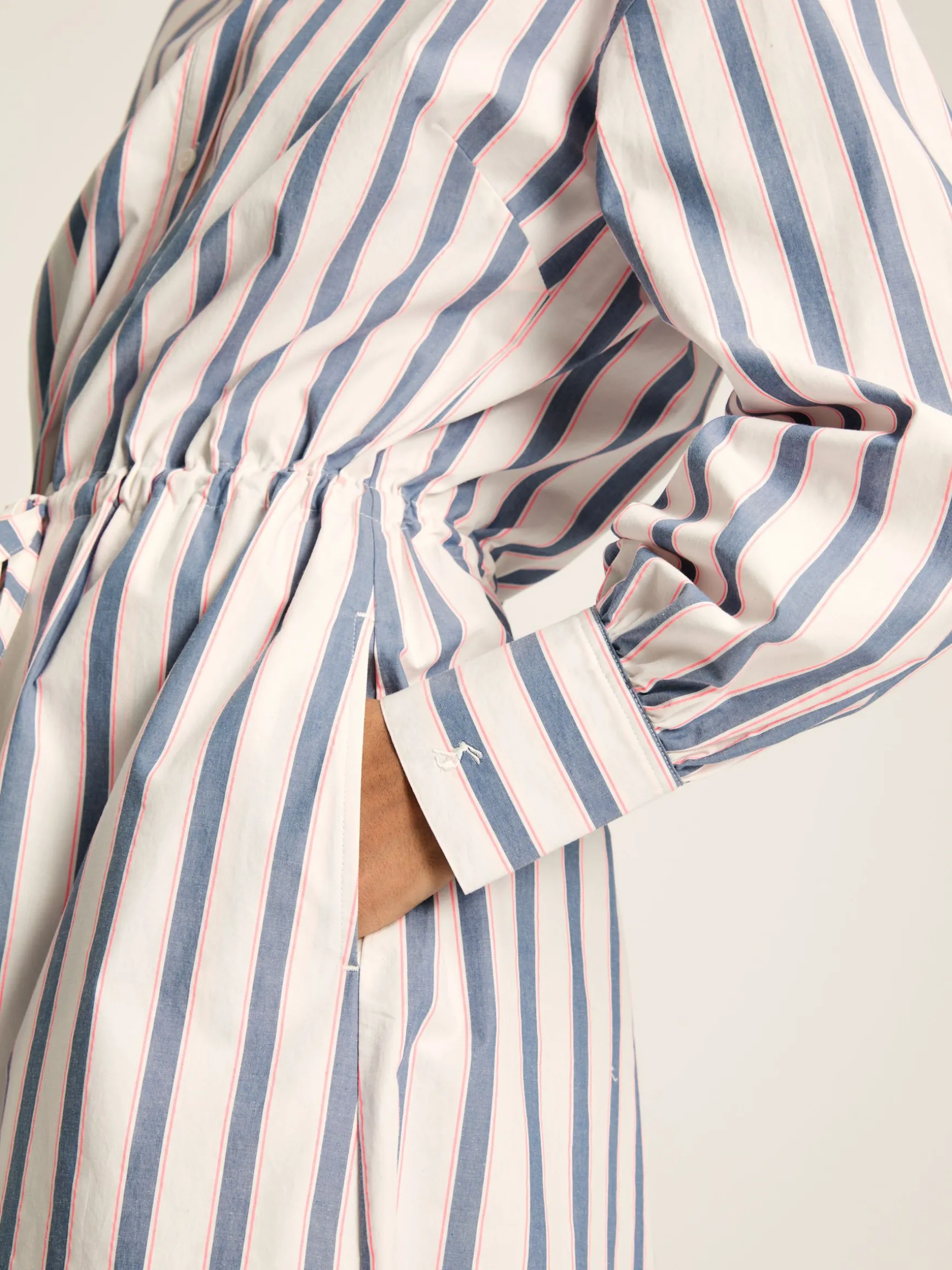Francesca Blue Printed Tie Waist Shirt Dress