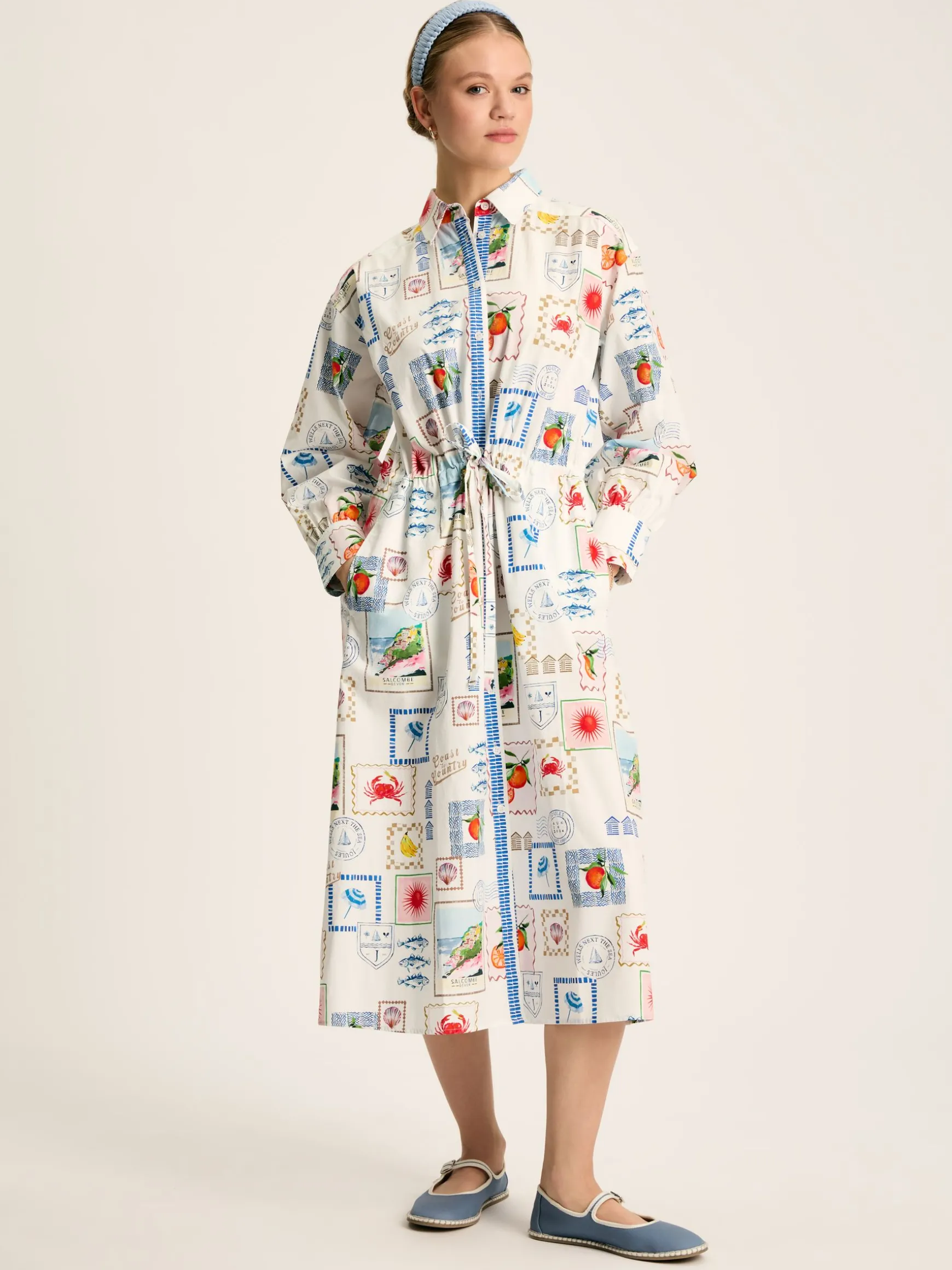 Francesca White Tie Waist Shirt Dress
