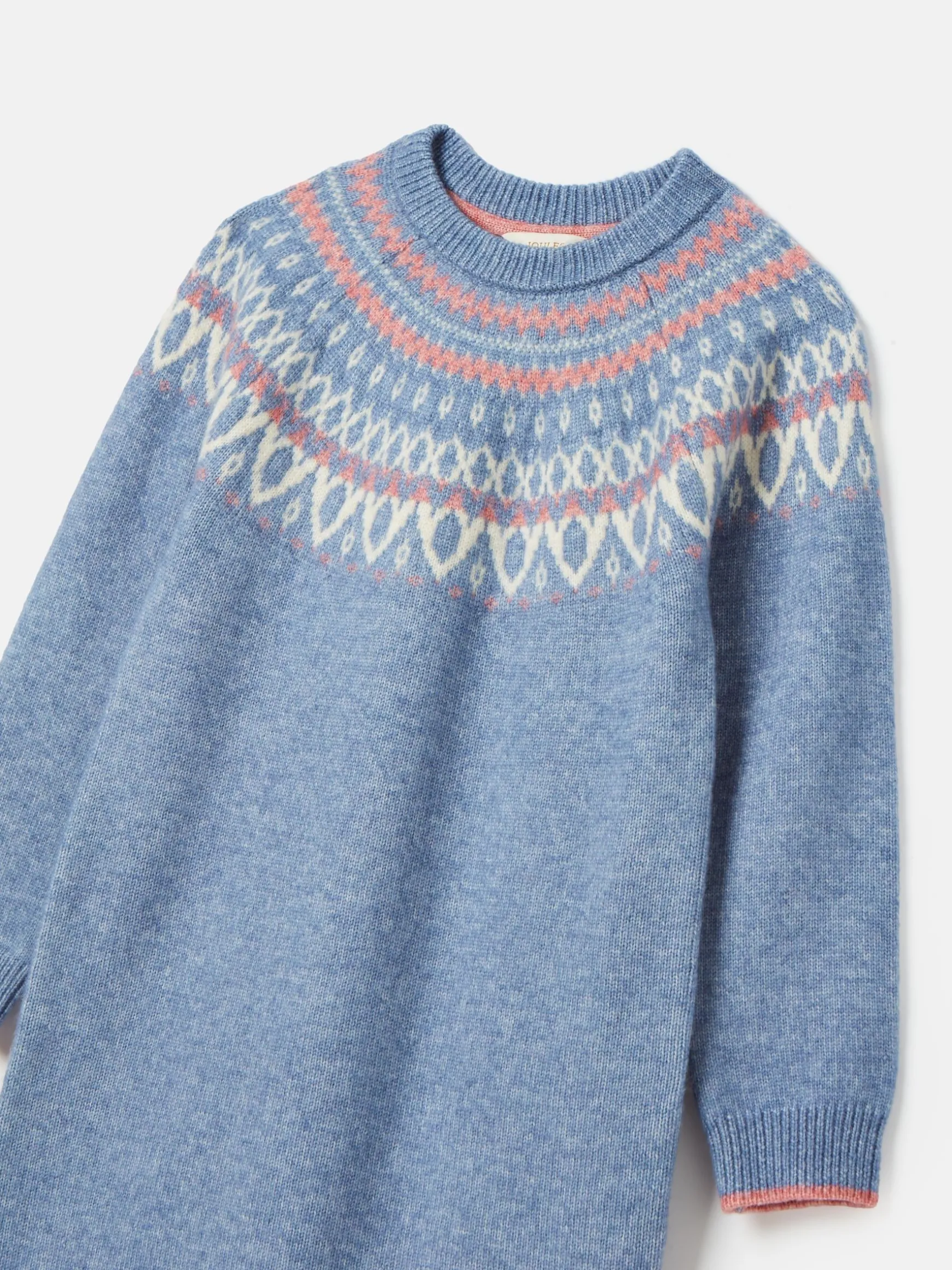 Girls' Charlotte Blue & Pink Fair Isle Jumper Dress
