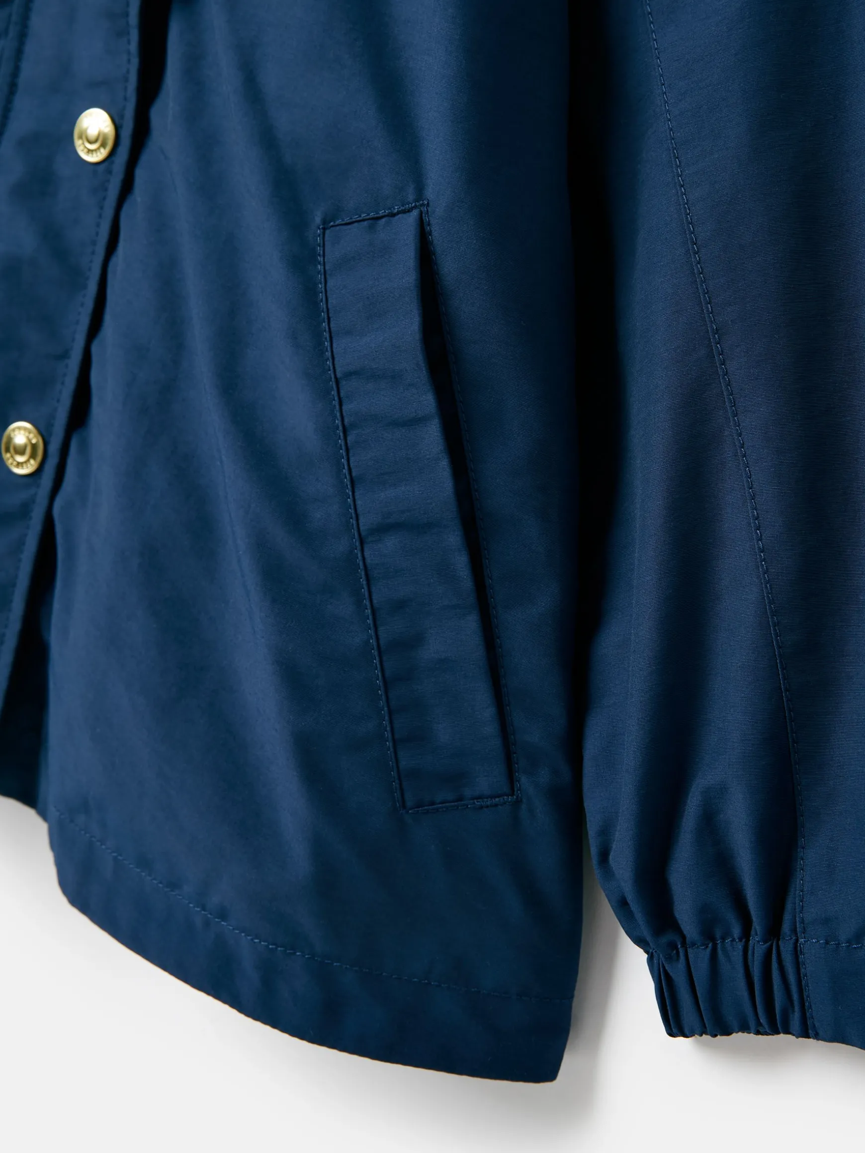 Girls' Meadow Navy Blue Lightweight Waterproof Raincoat With Hood