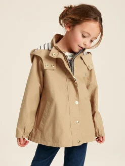 Girls' Meadow Stone Lightweight Waterproof Raincoat With Hood