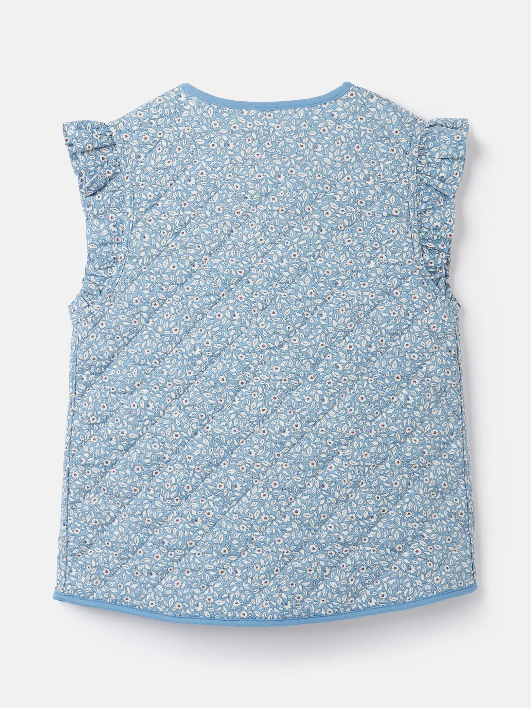 Girls' Raye Blue Floral Reversible Print Quilted Gilet