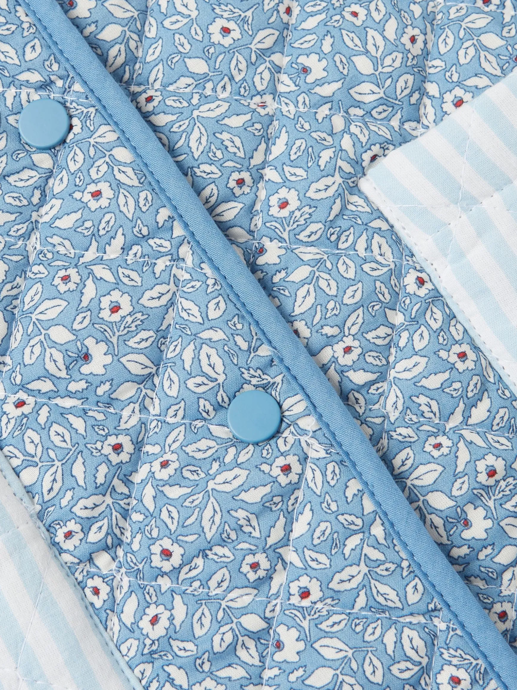 Girls' Raye Blue Floral Reversible Print Quilted Gilet