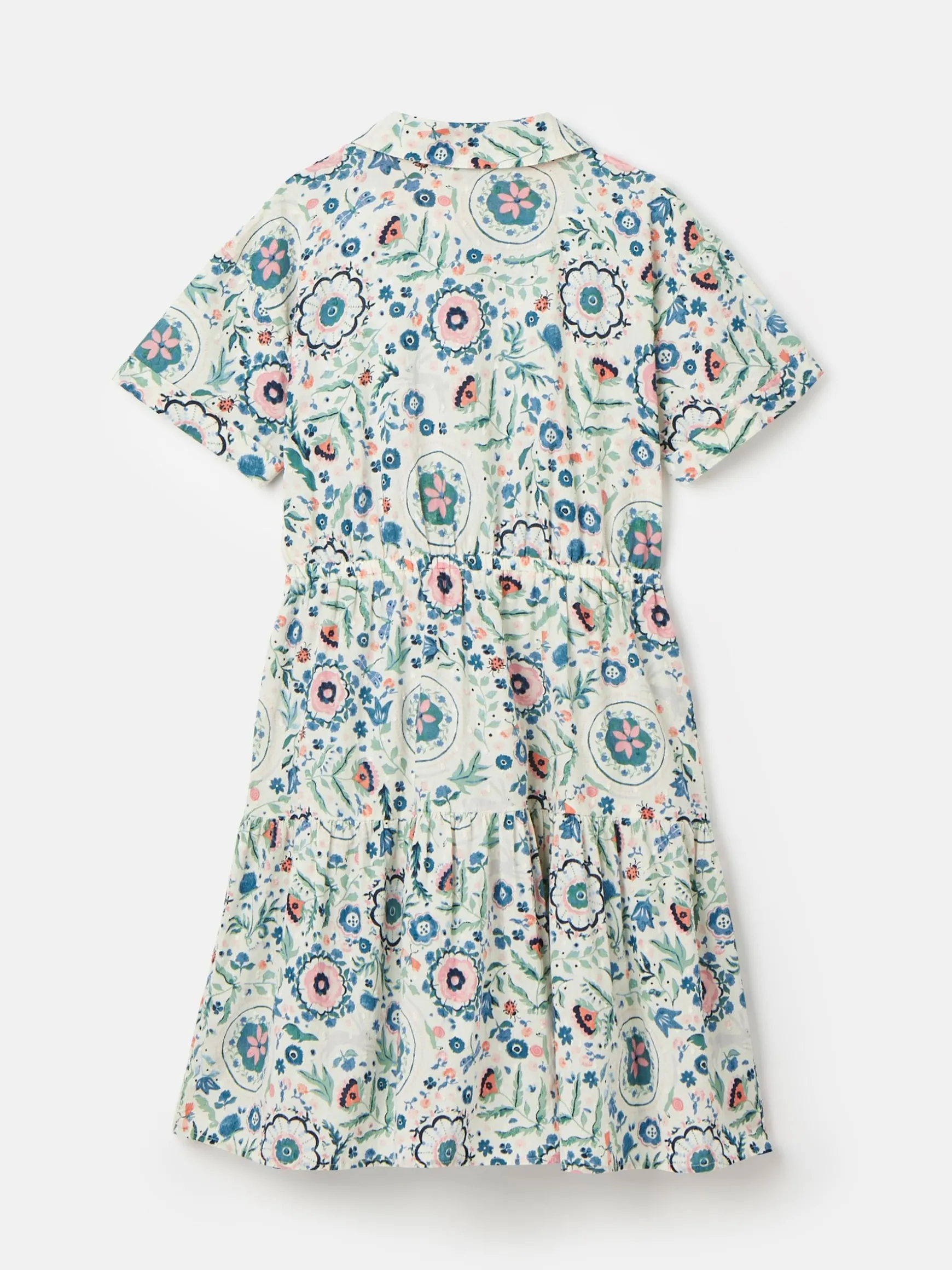 Girls' Summer Pink / Green Textured Shirt Dress