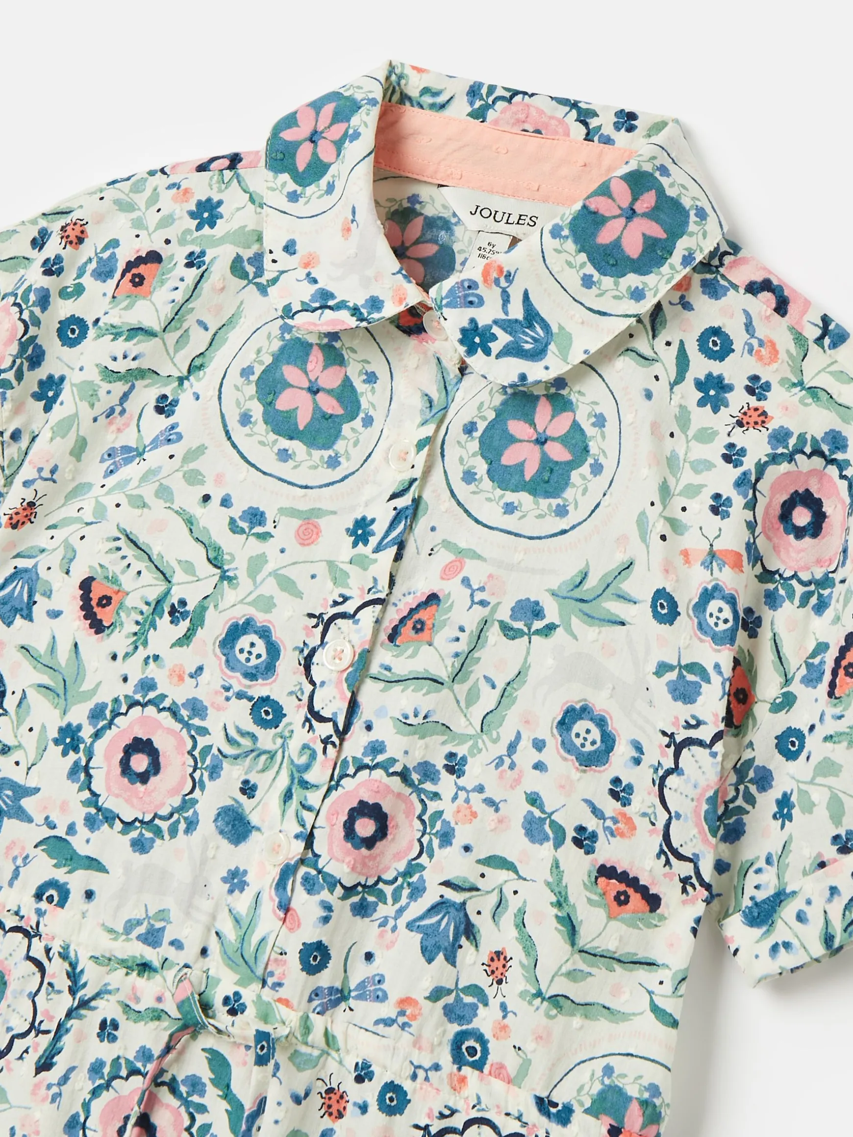 Girls' Summer Pink / Green Textured Shirt Dress