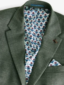 Green Slim Textured Suit Jacket