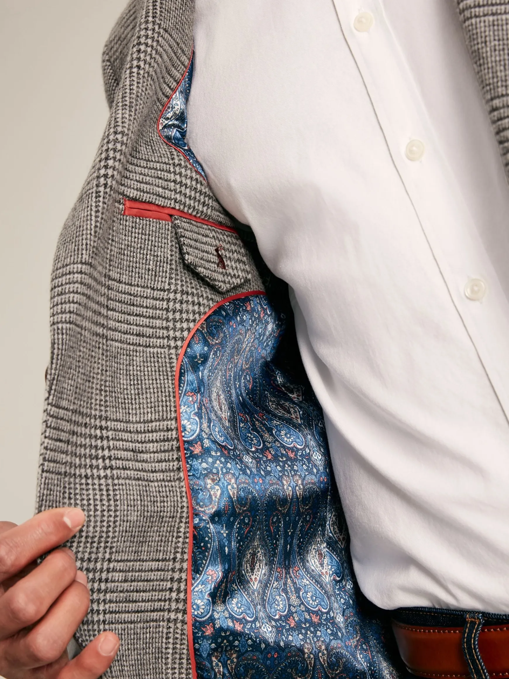 Grey Prince of Wales Check Slim Fit Blazer