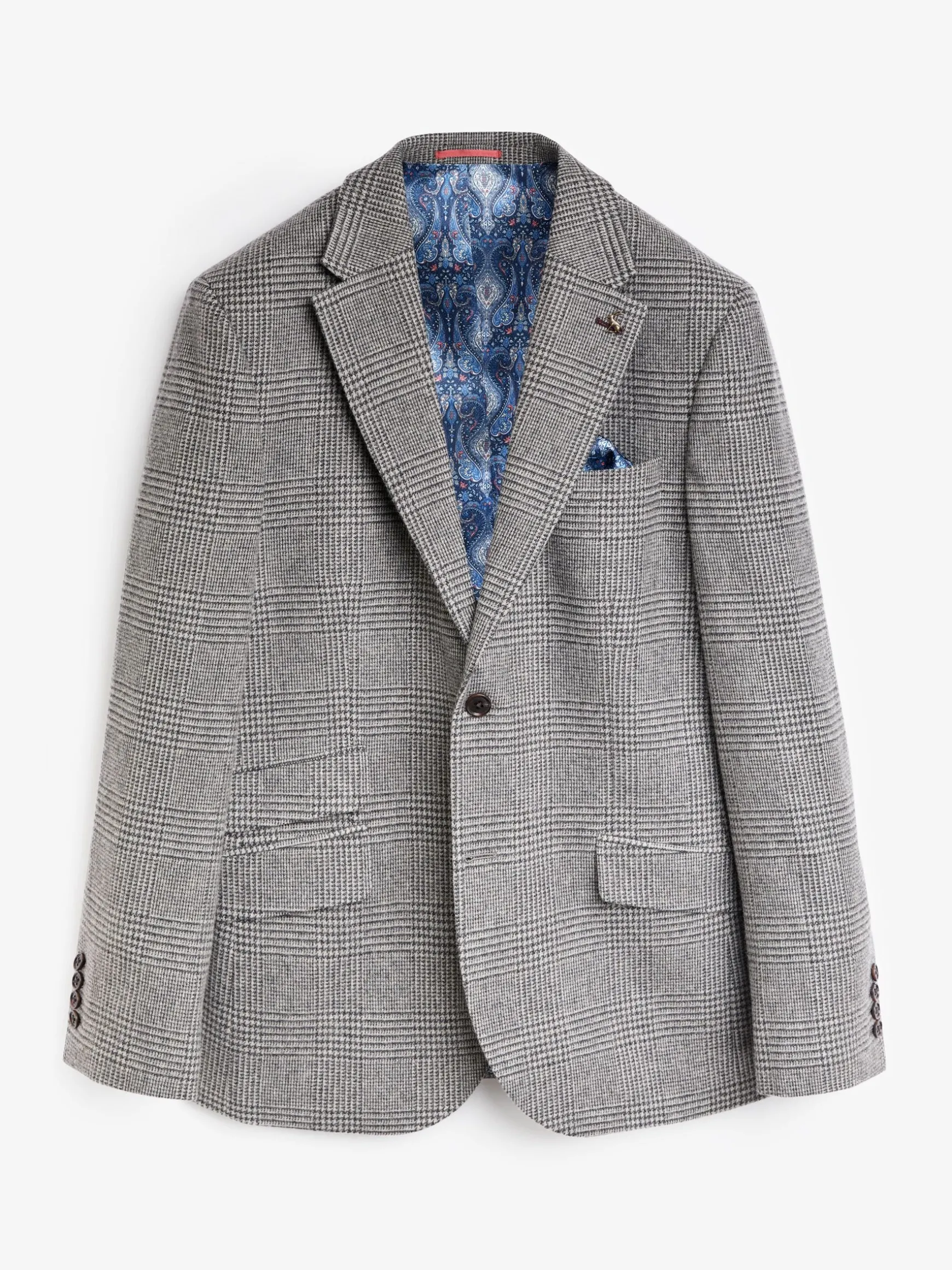 Grey Prince of Wales Check Slim Fit Blazer
