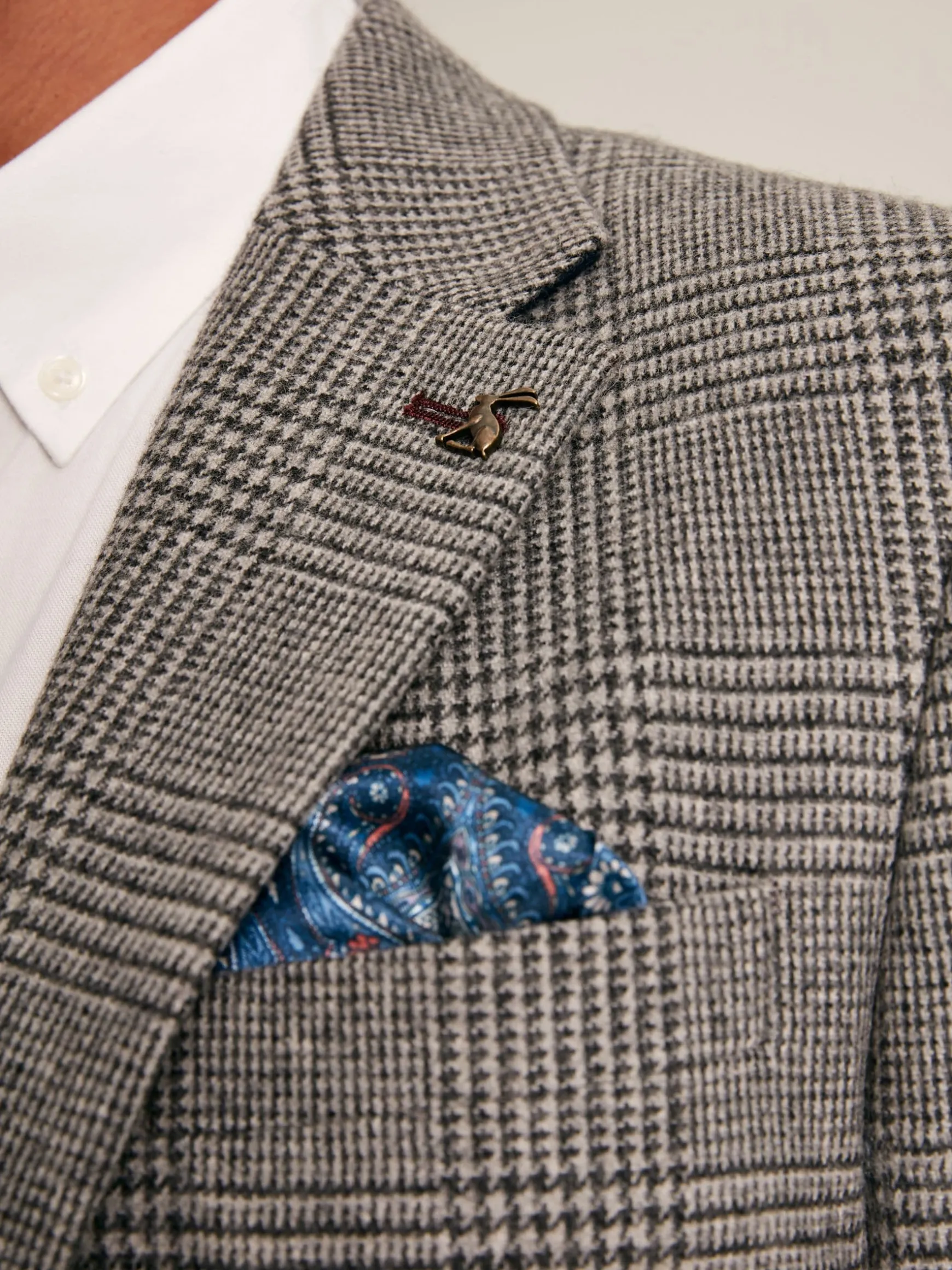 Grey Prince of Wales Check Slim Fit Blazer