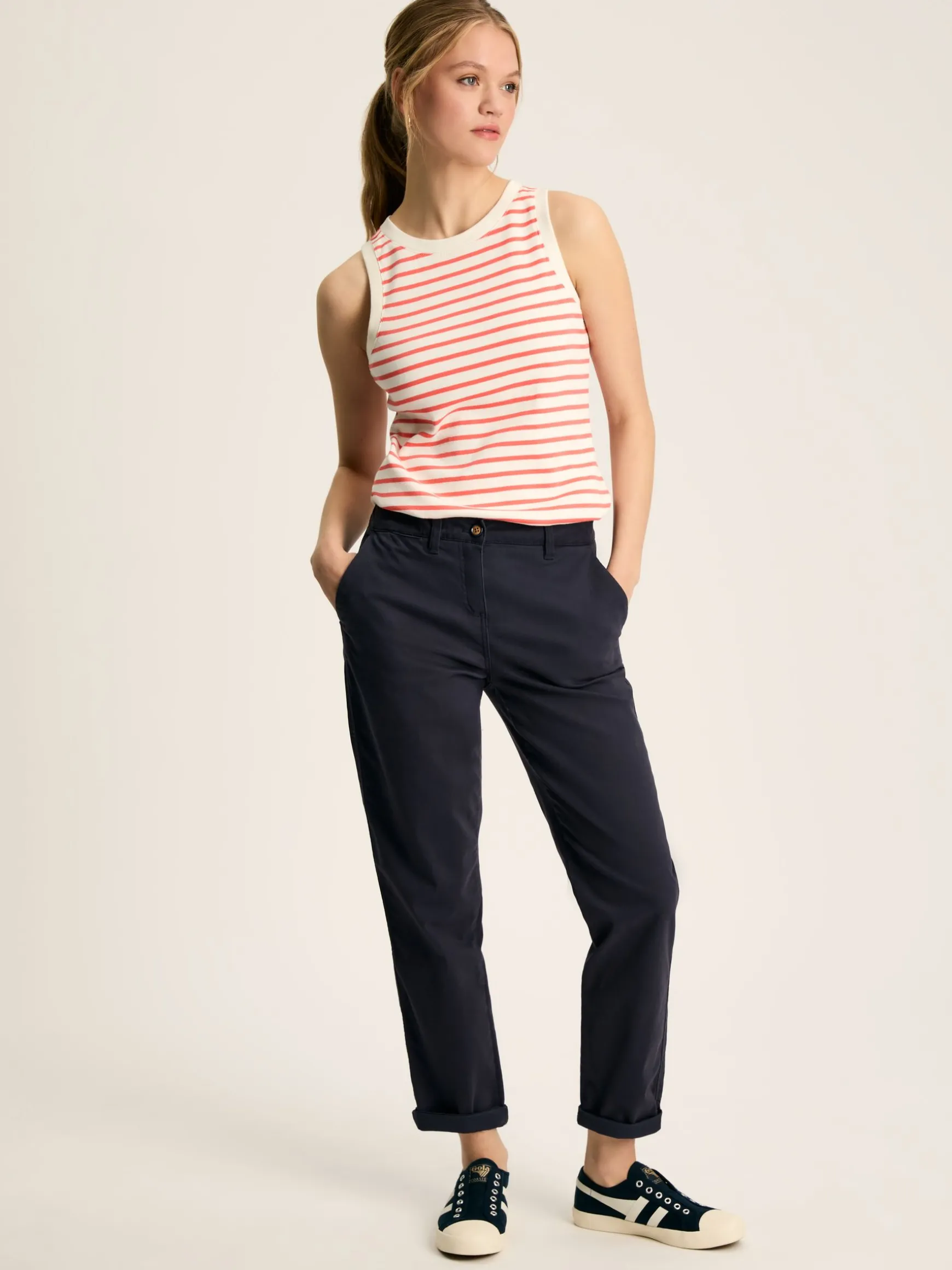 Harbour Cream & Coral Striped Jersey Vest
