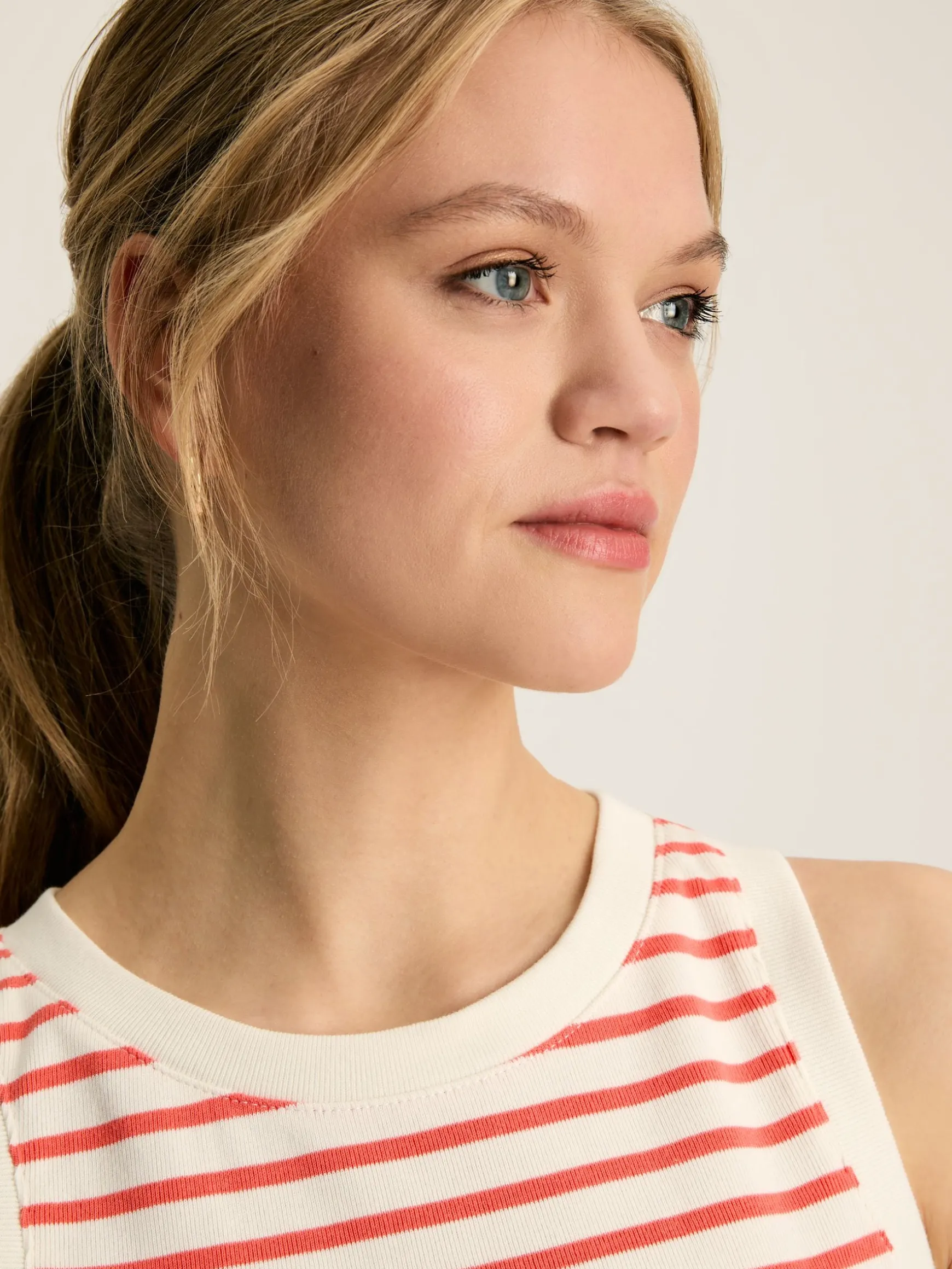 Harbour Cream & Coral Striped Jersey Vest