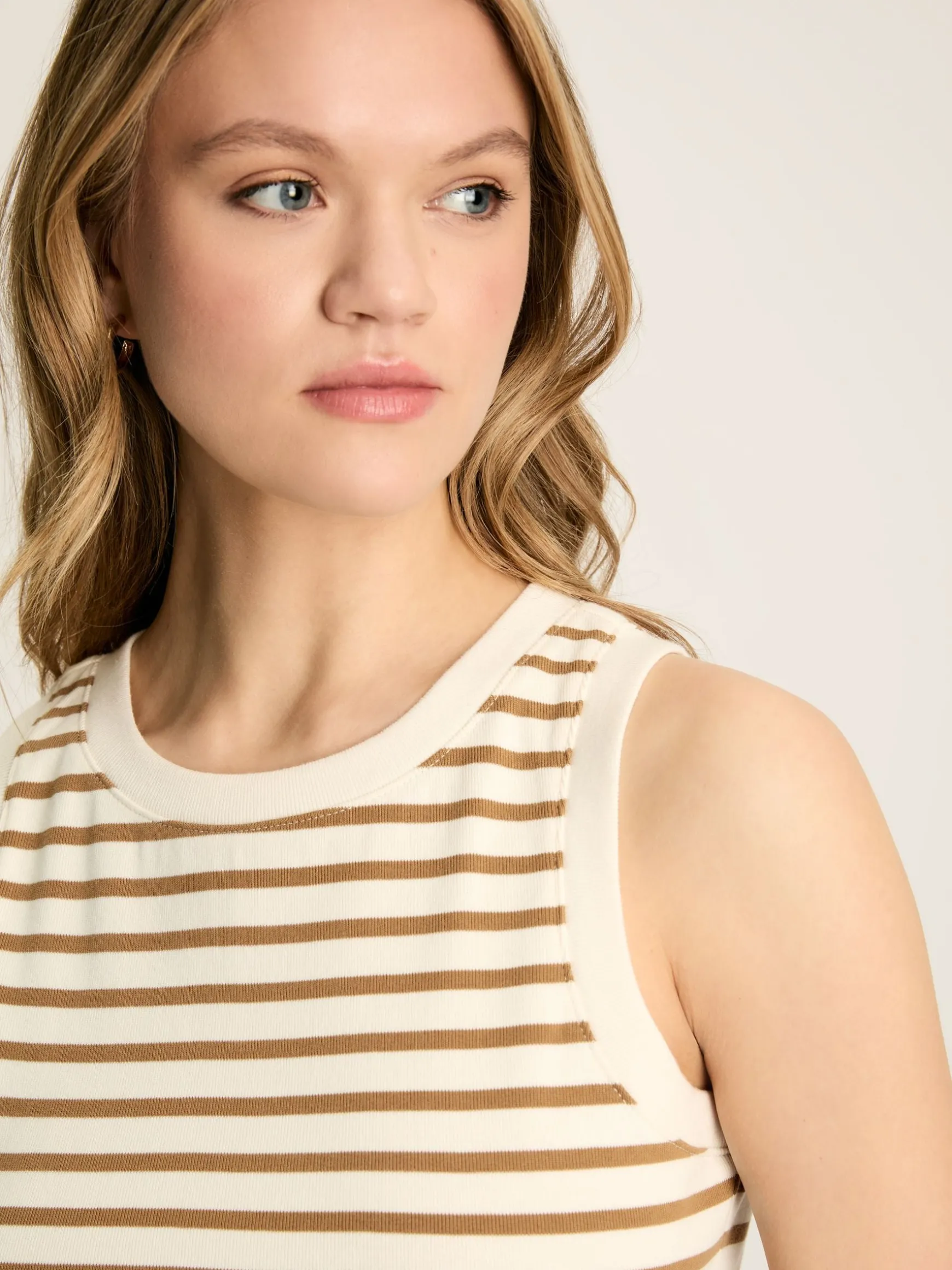 Harbour Cream & Tan Striped Jersey Vest