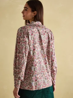 Harper Cream Floral Pussybow Tie Blouse