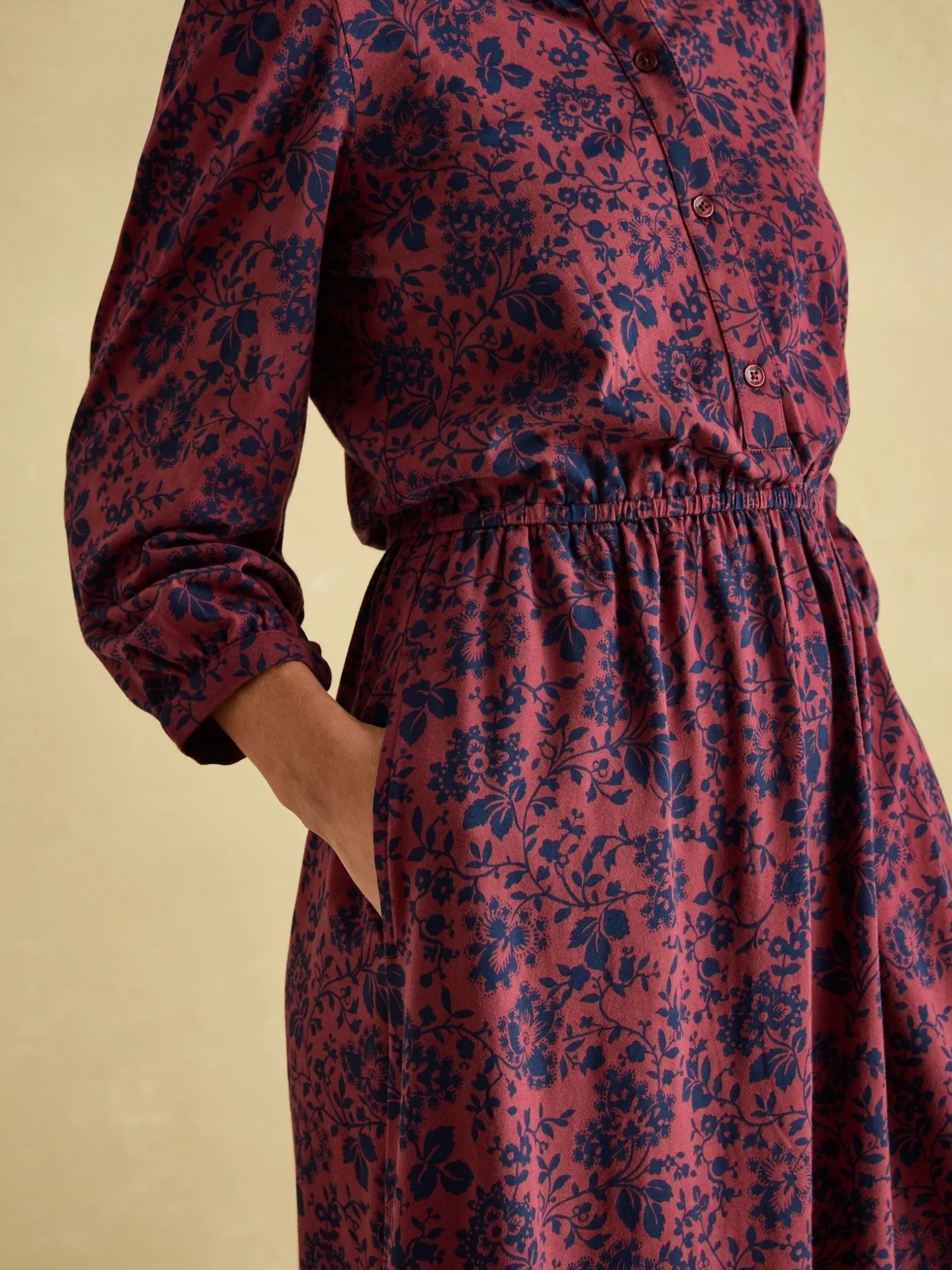 Hazel Red and Navy Jersey Shirt Dress