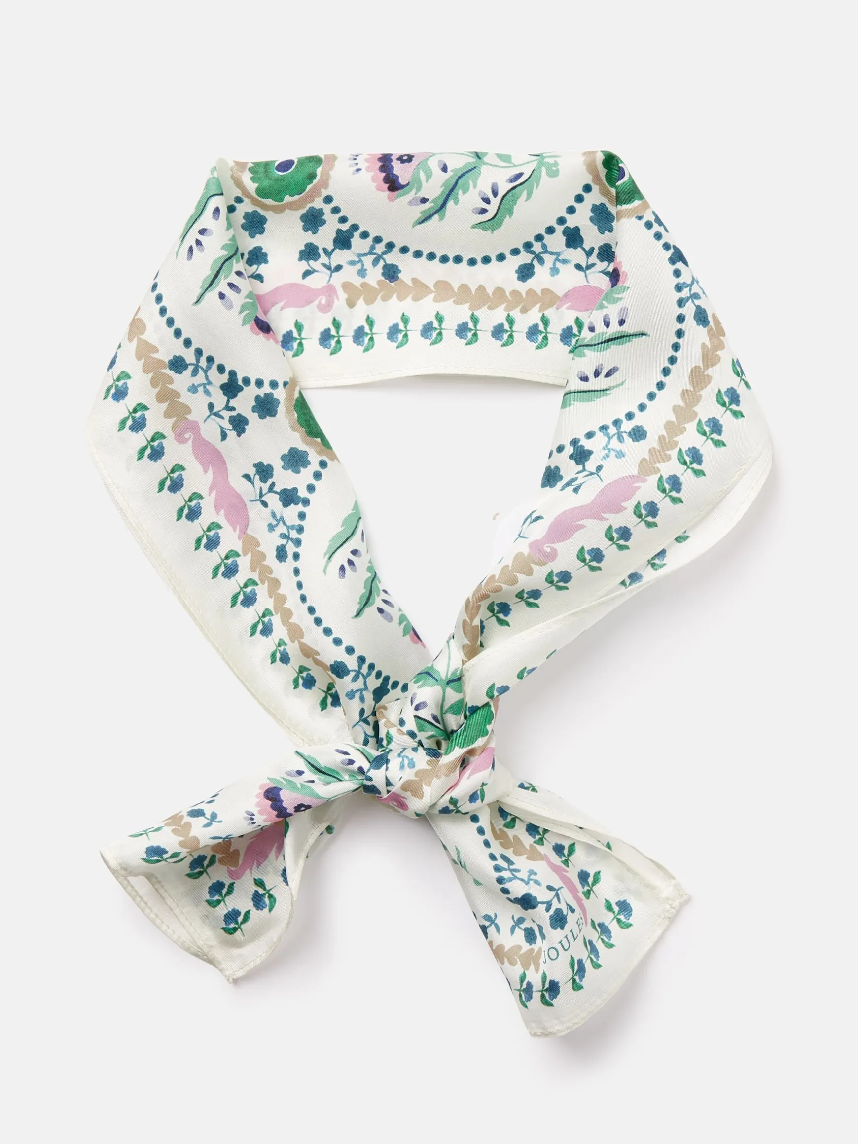 Highgrove Multi/White Skinny Printed Silk Scarf