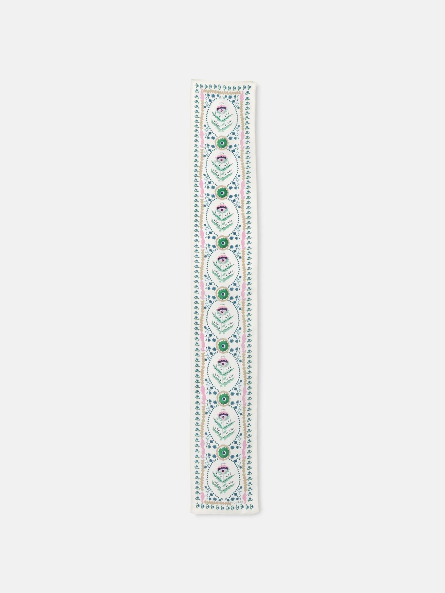 Highgrove Multi/White Skinny Printed Silk Scarf