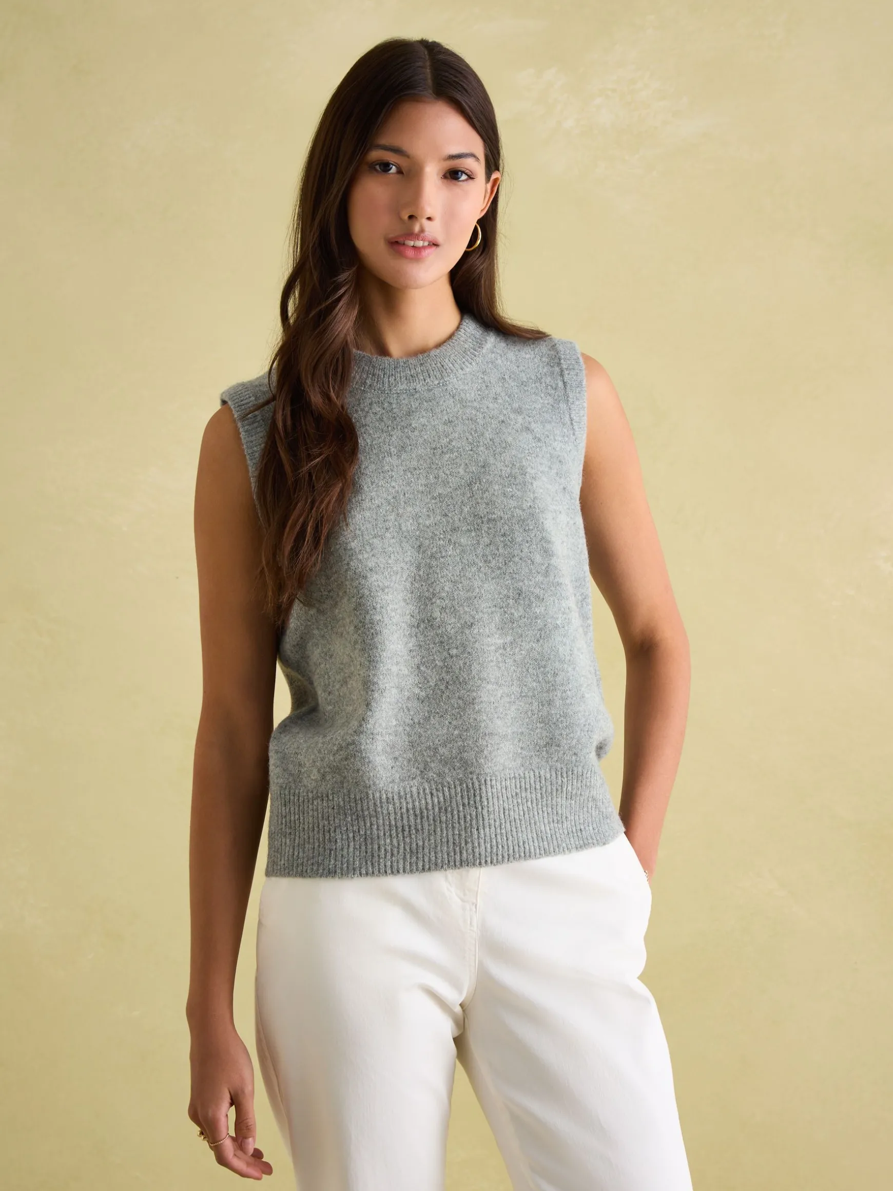 Holly Grey Regular Fit Knitted Vest