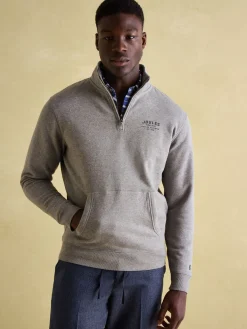 Jenkins Grey Marl Quarter Zip Graphic Sweatshirt